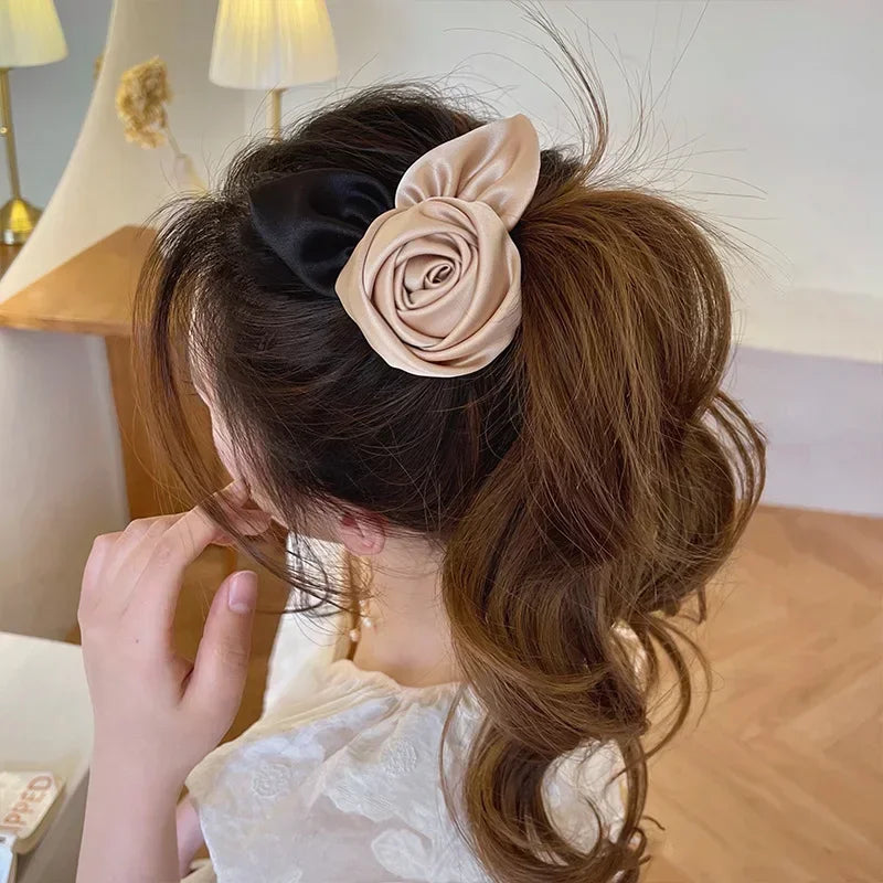 2024 Summer French Elegant Rose Hairpin Temperament Retro Hair Claw Women Hair Accessories High Ponytail Hair Clips - Clikcy