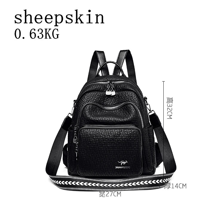 Large Backpack Women Leather Rucksack Women's Knapsack Travel Backpacks Shoulder School Bags for Teenage Girls Mochila Back Pack - Clikcy