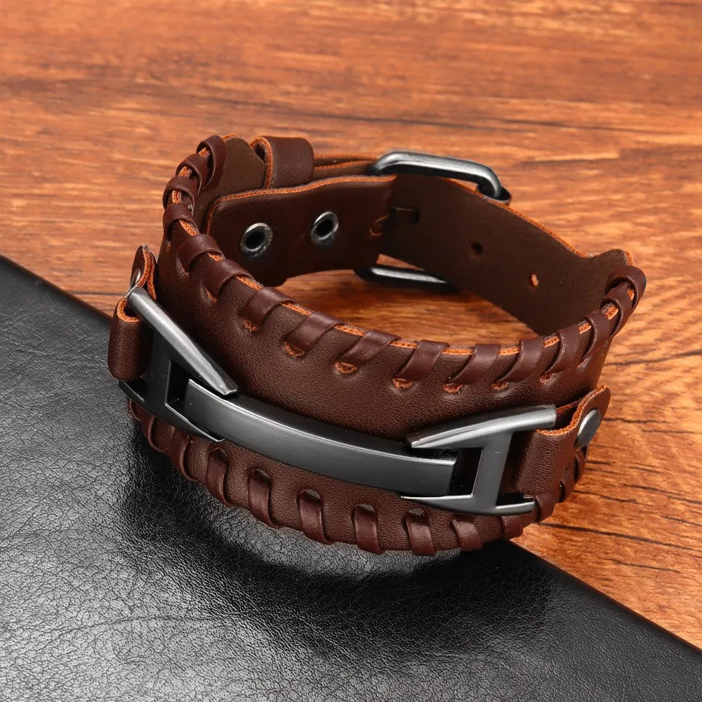 Fashion Punk Leather Bracelet for Men and Women, Small Personality, Retro Couple Accessories, Bracelet, Casual Wrist Strap - Clikcy