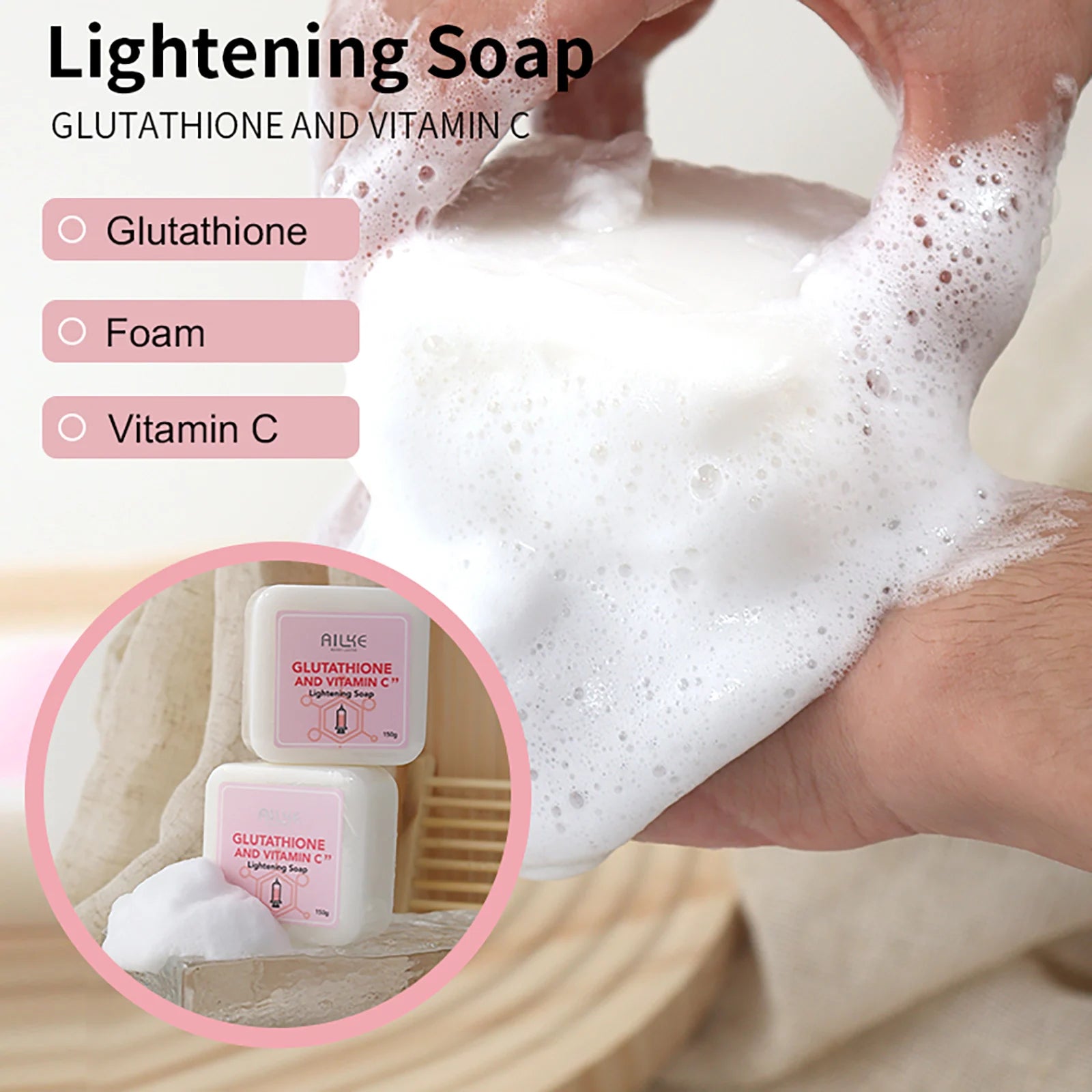 AILKE Whitening Remove Black Spots Facial Skin Care Lotion Moisturizing Cream Body Glutathion Vitamin C Black Skin Face New Set - Clikcy