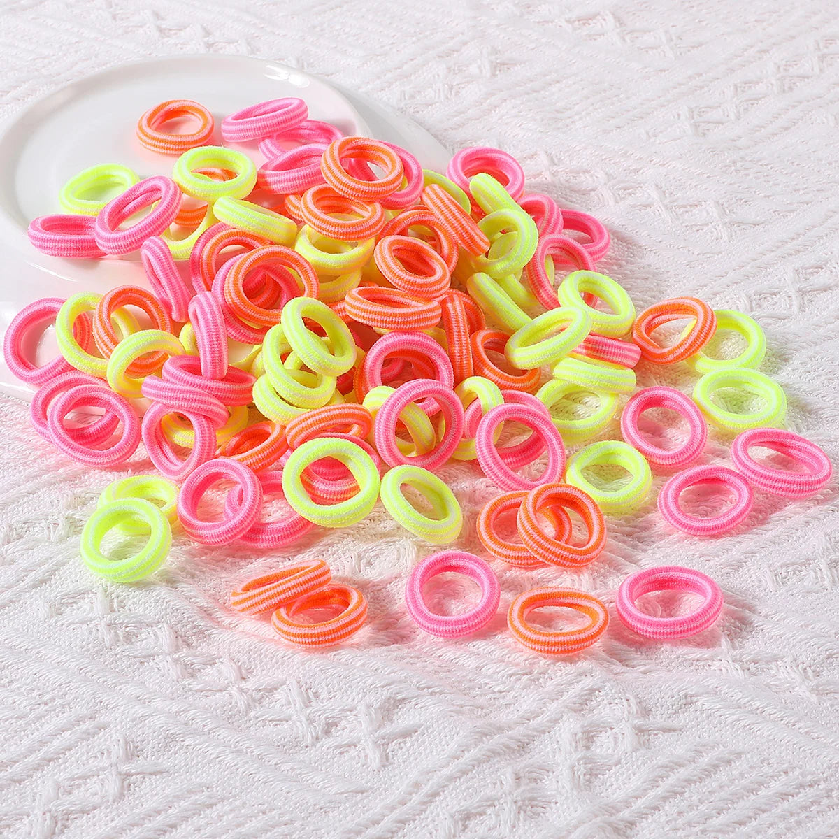 100PCS Colorful Basic Nylon Ealstic Hair Ties for Girls Children Ponytail Hold Scrunchie Rubber Band Kids Basic Hair Accessories - Clikcy
