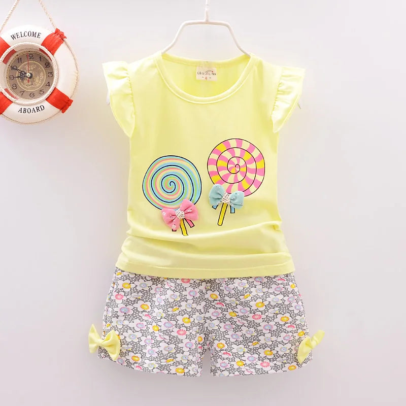 Summer Children Clothes Baby Girls Clothes Sets T-shirt Tops+Short Pants 2Pcs/Suit Toddler Boy Clothes Suit Infant Clothing Sets - Clikcy