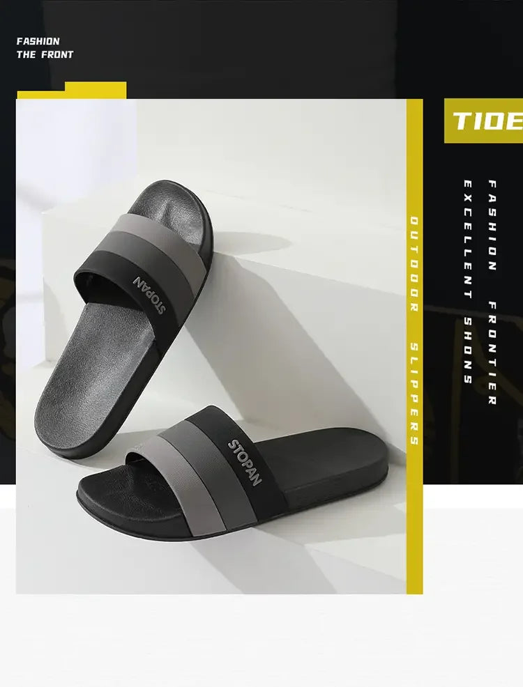 Striped Non Slip Quick-drying Slippers Soft Sole for Men Women Comfortable Shoes Indoor Outdoor Beach Shower Bathroom Slippers - Clikcy