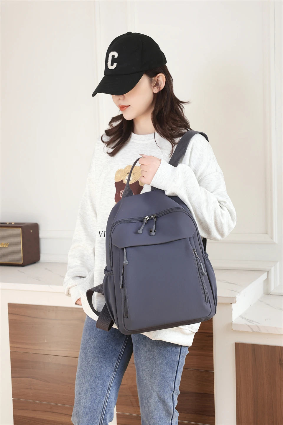 Casual Backpack Women Waterproof Nylon Back Pack Large Capacity Student Daypack Simple Schoolbag for Girls Ladies Travel Bags - Clikcy