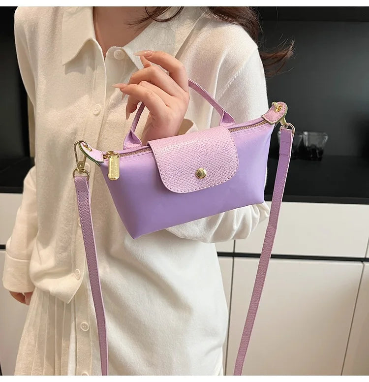 2025 summer lightweight shoulder crossbody bag, fashionable women's bag, plaid canvas, personalized and versatile dumpling bag