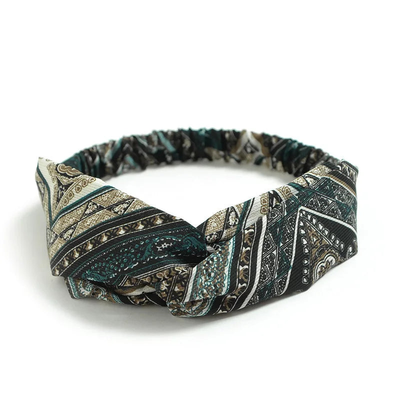 2024 Fashion Women Girls Bohemian Hair Bands Print Headbands Vintage Cross Turban Bandage Bandanas HairBands Hair Accessories - Clikcy