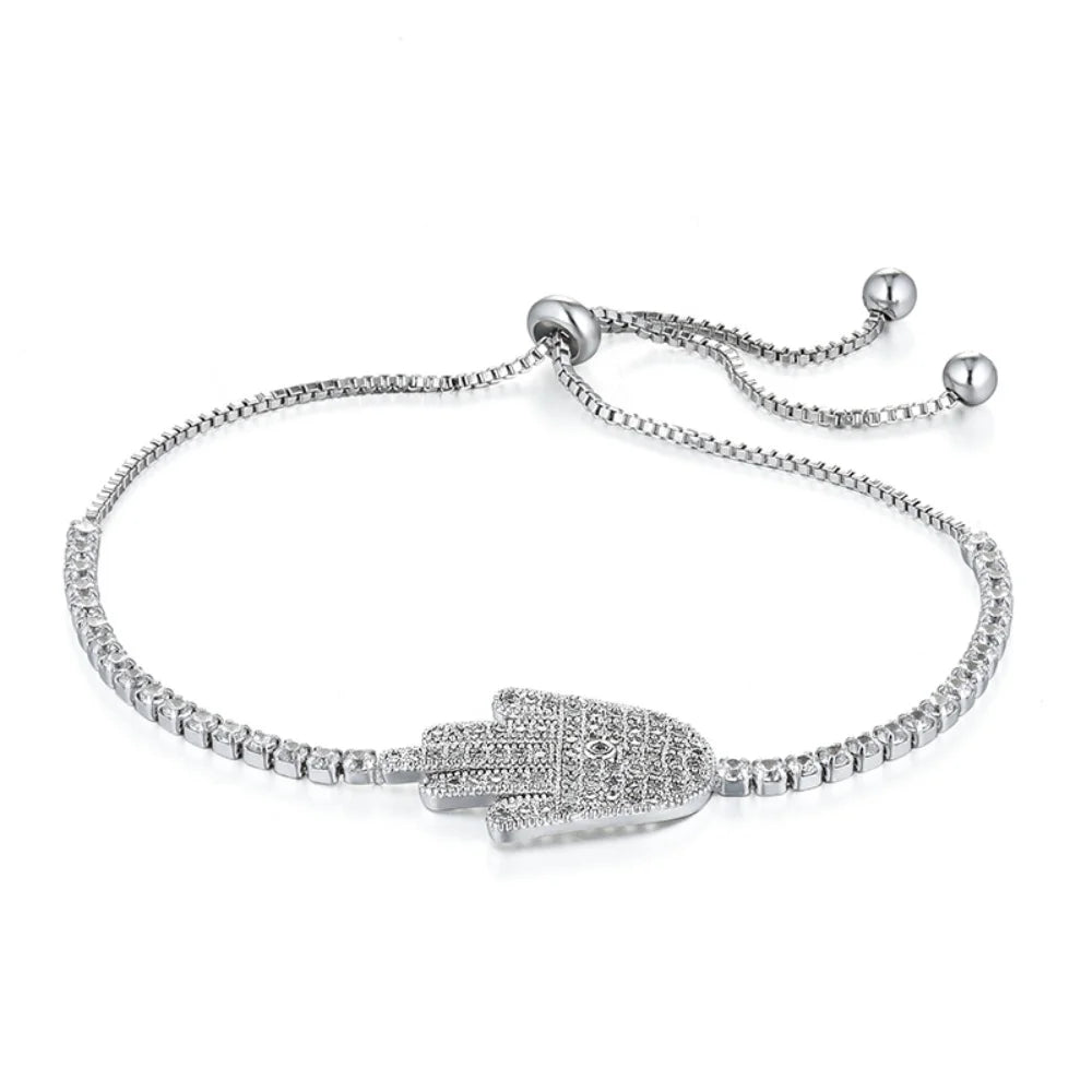 Luxury New Trendy Gold Color AAA Zircon Rhinestone Bracelet Chain Charm Valentine's Day Jewelry Gifts For Women Lovers - Clikcy