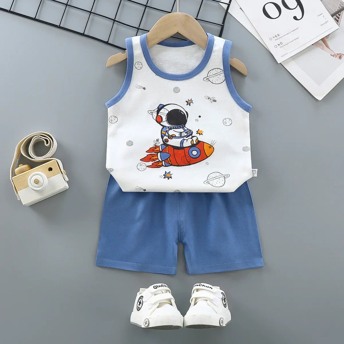 Children Sets Kids Clothes Boys Girls Vest Suit  Summer Children's Clothing baby Cotton T-Shirts Shorts Tank Top Sleeveless - Clikcy