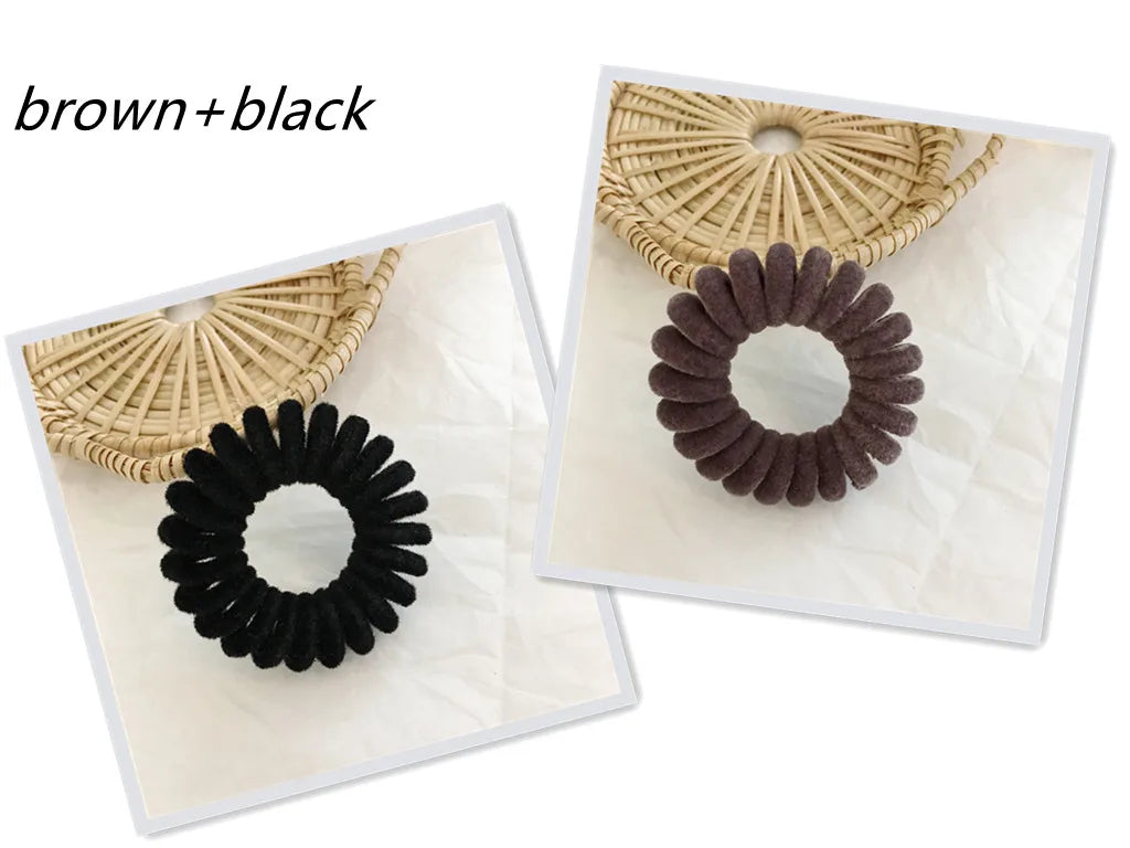 Elastic Knit Telephone Wire Hair Bands Girl Woman Hair Accessories Rubber Band Headwear Hair Rope Spiral Shape Hair Ties - Clikcy