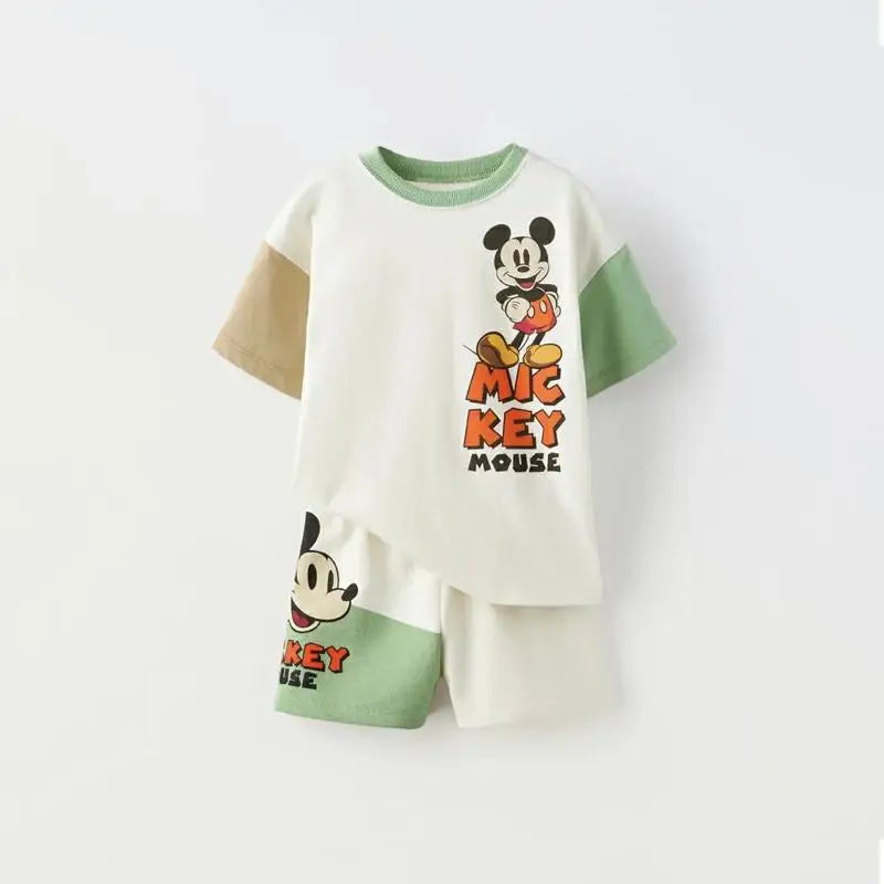 Cartoon Kids Set Mickey Mouse Printed Children's Clothes T-shirt Shorts 2pc/set Toddler Boys Short Sleeved Suit Kids Tracksuits - Clikcy