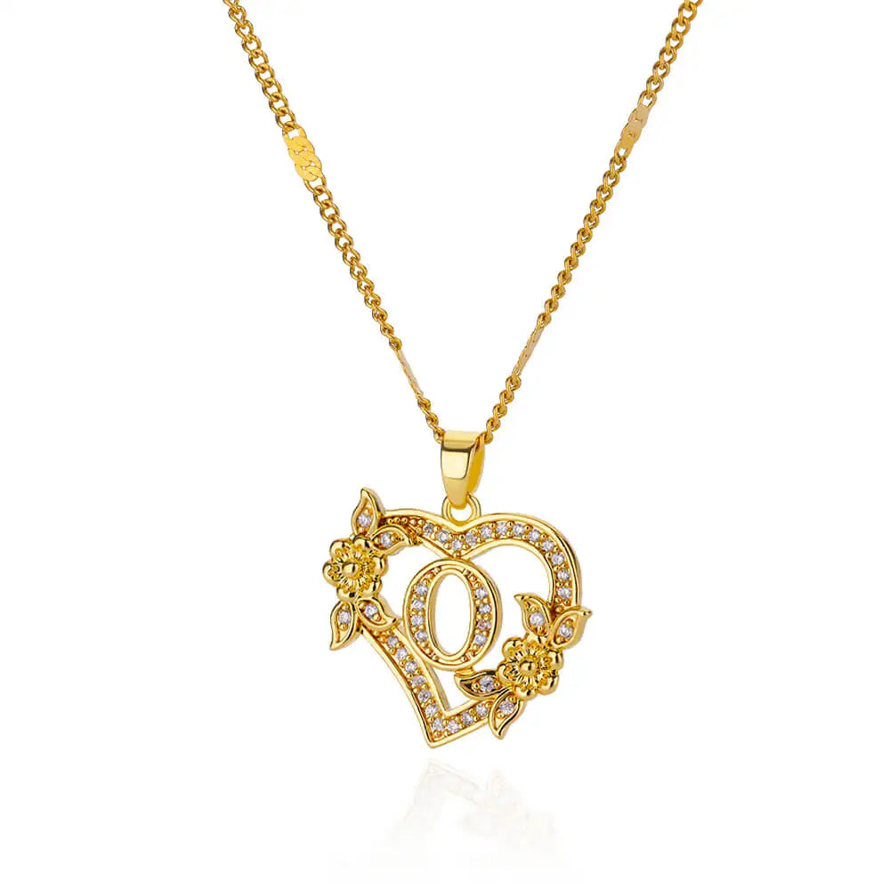 Heart Initial Letter Necklaces For Women Gold Color Stainless Steel Chain A-Z Alphabet Pendant Necklace Birthday Jewelry Gift - Clikcy