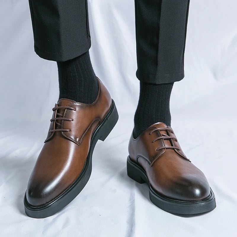 Classic Italy Pointed Toe Leather Shoes Men Luxury Oxfords Business Formal Office Men Shoes Boos Dress Men Black Wedding Shoes - Clikcy