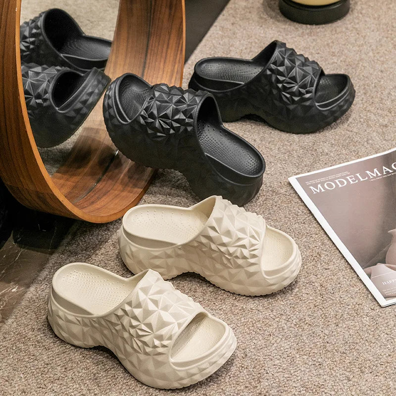 Bebealy New Women Sandals Durian sandals Outdoor Platform Beach Sandals Summer Wear-resistant Nonslip Cloud Slippers Home Slides - Clikcy