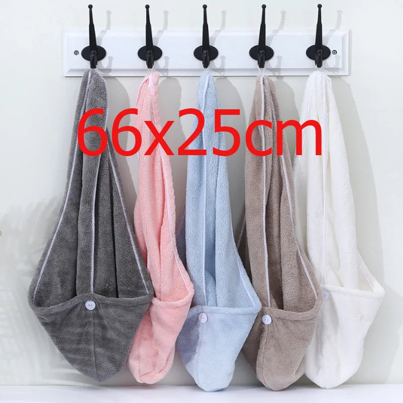 66x25cm Towel Women Adult Bathroom Absorbent Quick-Drying Bath Thicker Shower Long Curly Hair Cap Microfiber Wisp Dry Head Hair - Clikcy