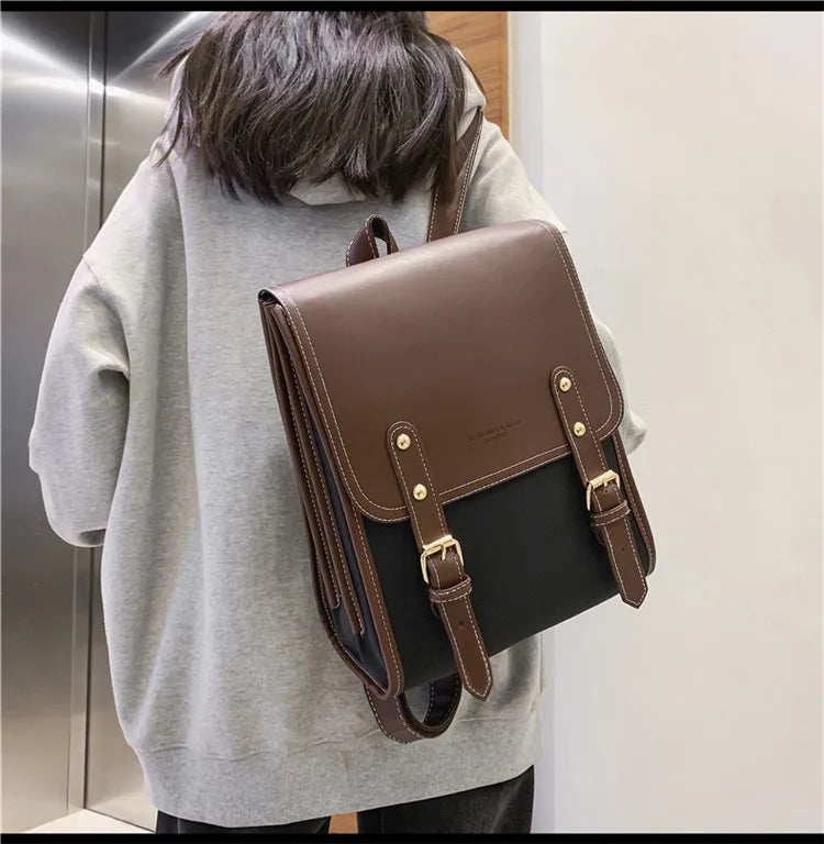 Preppy style women backpack Large Capacity Laptop Bag Casual School Backpacks for Girls patchwork Travel bags for Female totes - Clikcy