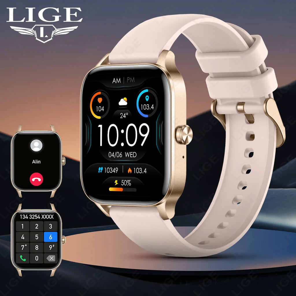 LIGE Fashion Smart Watch Women 1.85” HD Screen Custom Watch Face Women’s Health Monitor Watch Bluetooth Call Sports Smartwatches - Clikcy