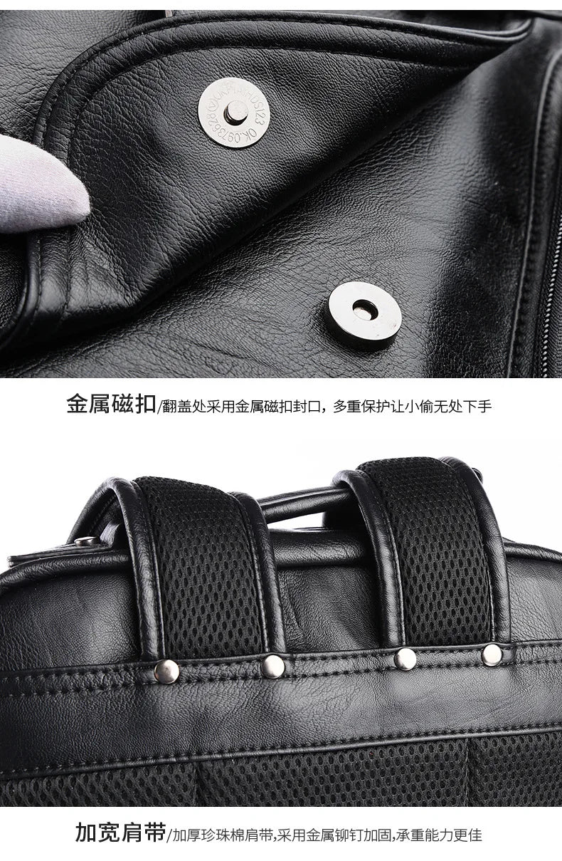 Simple Fashion Men's Backpack Soft Pu Leather Backpack Men Large Capacity 14inch Laptop Bag Students Schoolbags Travel Back Pack - Clikcy