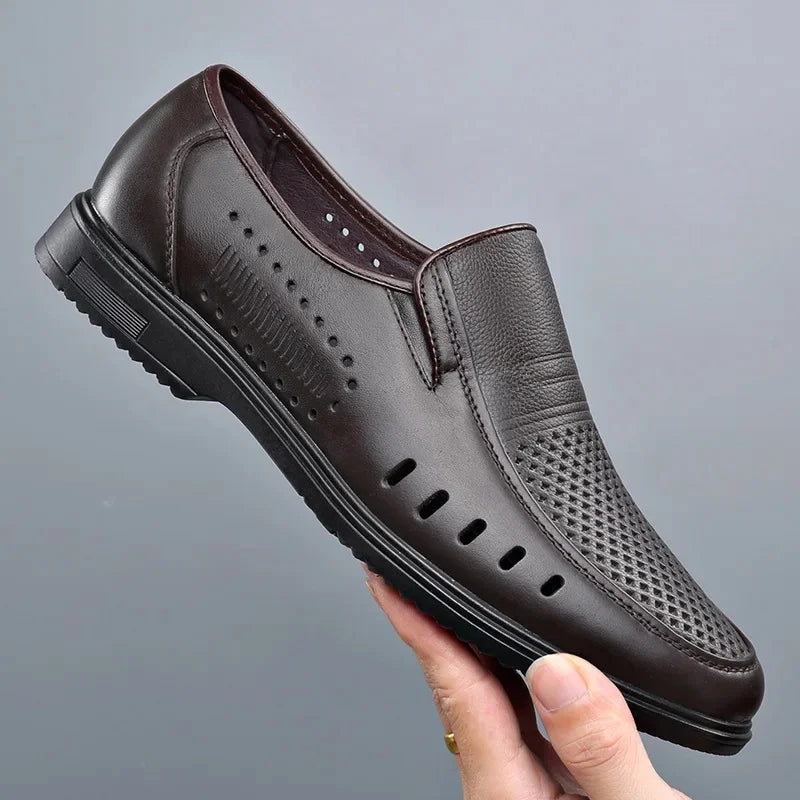 New Style Business Casual Men's Shoes Soft Sole Cow Leather Large Size Father Shoes For Middle-Aged And Elderly Men