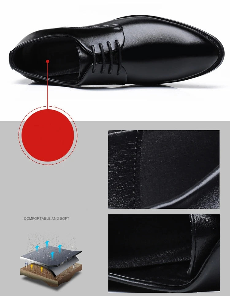 Classic Derby Shoes Men Leather Dress Basic Lace-up Casual Business Wedding Party Comfortable Shoe For Man