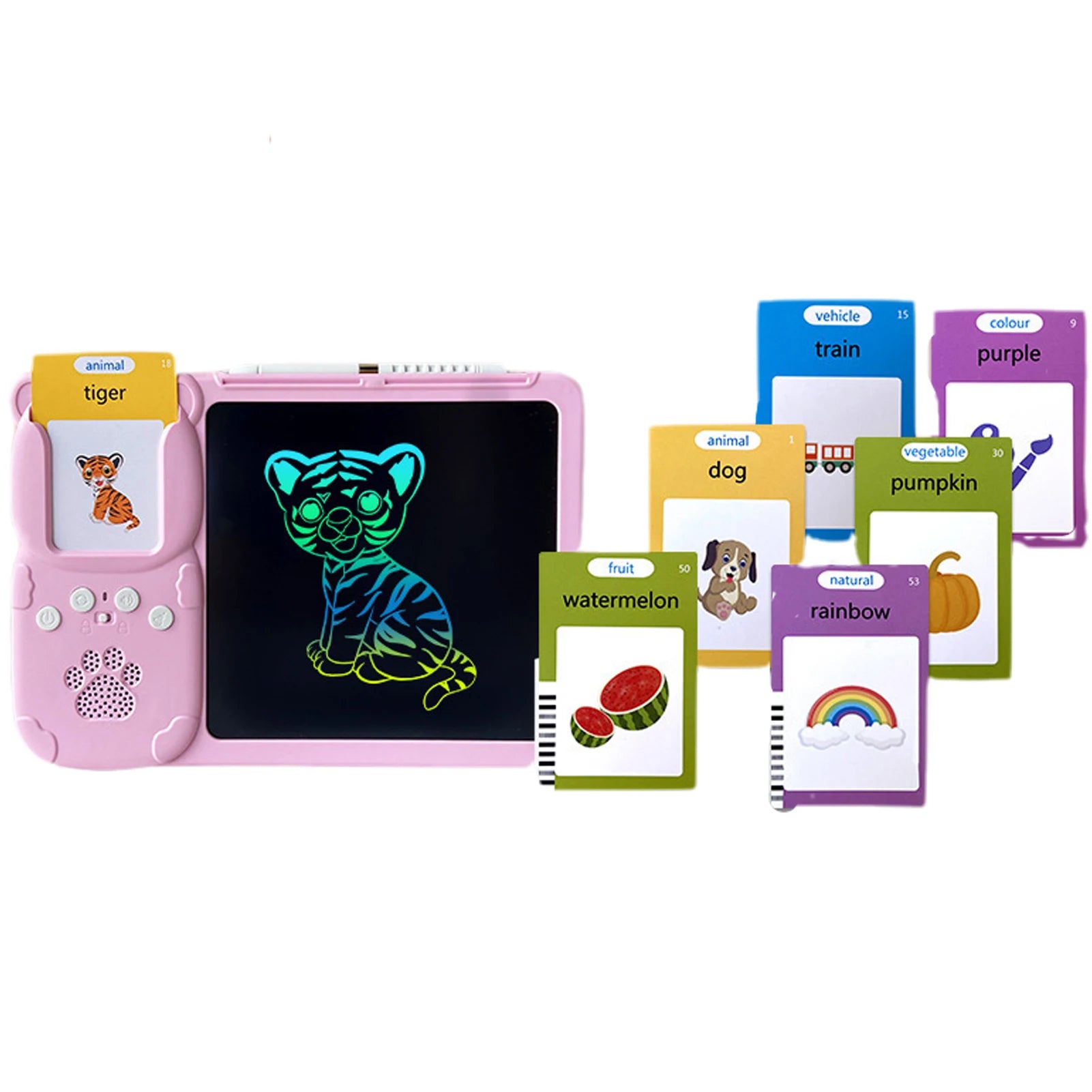 2 in 1 Talking Flash Cards LCD Writing Tablet Board Pad Toy Learning Education Preschool Montessori Speech Therapy Autism Toys - Clikcy