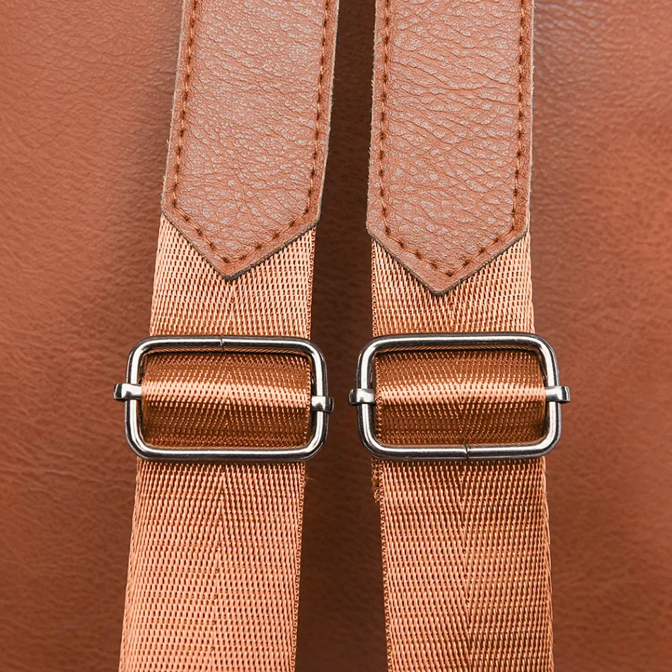 High-quality Leather Women Classic Back Pack 2025 Solid Color Luxury Travel Backpack Casual School Bags Girls Mochilas Feminina - Clikcy