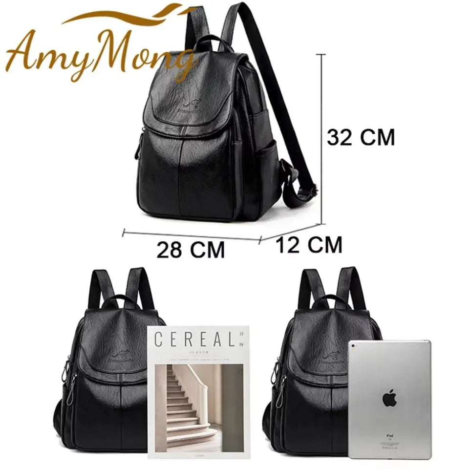 Large Capacity Travel Back Pack Rucksacks Mochila Women Backpack Female Leather Bagpack for Girl Ladies Sac A Dos School Bags - Clikcy