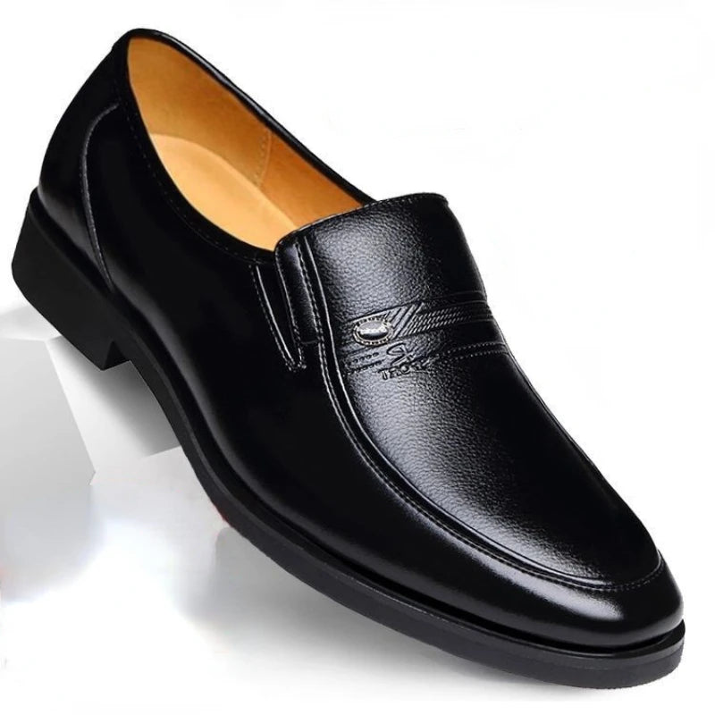 Leather Men Formal Shoes Luxury Brand 2022 Men's Loafers Dress Moccasins Breathable Slip on Black Driving Shoes Plus Size 38-44 - Clikcy