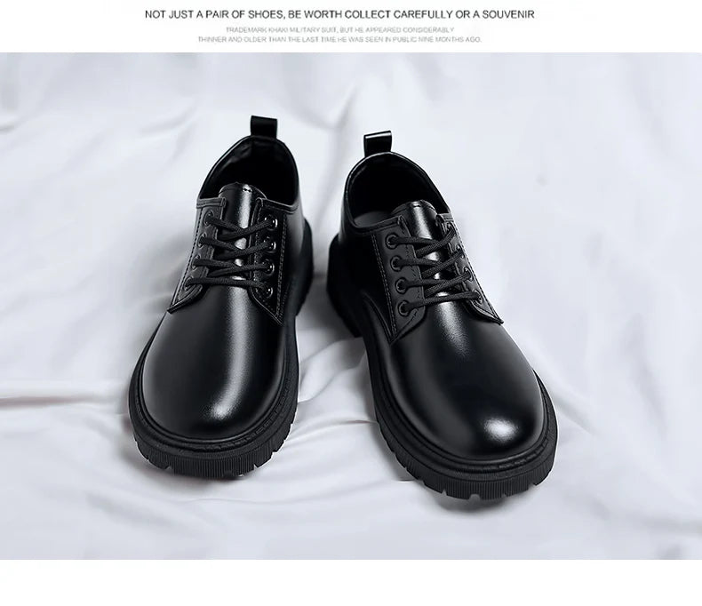 Luxury Men's Genuine Leather Business Formal Shoes British Style Men's Black Platform Lace Up Casual Shoes Zapatos De Cuero 2025