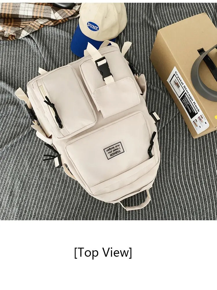 Shoulder bag Men's and Women's Universal Nylon Large Capacity Casual Schoolbag Plug Buckle Computer Backpack Daily Commuting - Clikcy