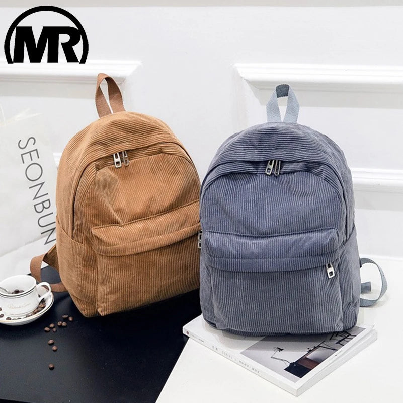 MARKROYAL Pure Color Corduroy Backpack Fashion Women School Backpack Women Backpack Teenger Girl School Bags Female Bagpack - Clikcy