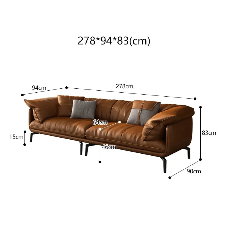 Modern Minimalist Living Room Leather Sofa  Apartment Furniture Set Combination Wtih Customzied Color - Clikcy