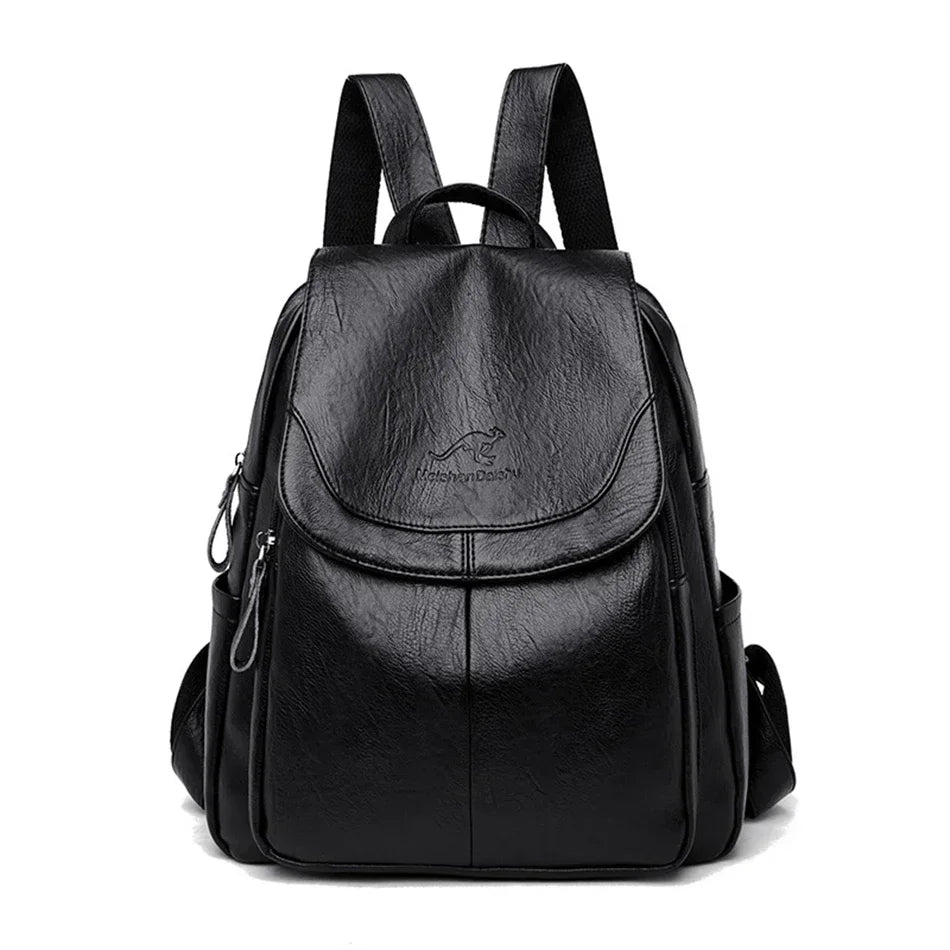 Bagpack Female Leather Backpack Designer Shoulder Bags For Women 2024 Back Pack School Bags For Teenage Girls Mochila Feminina - Clikcy