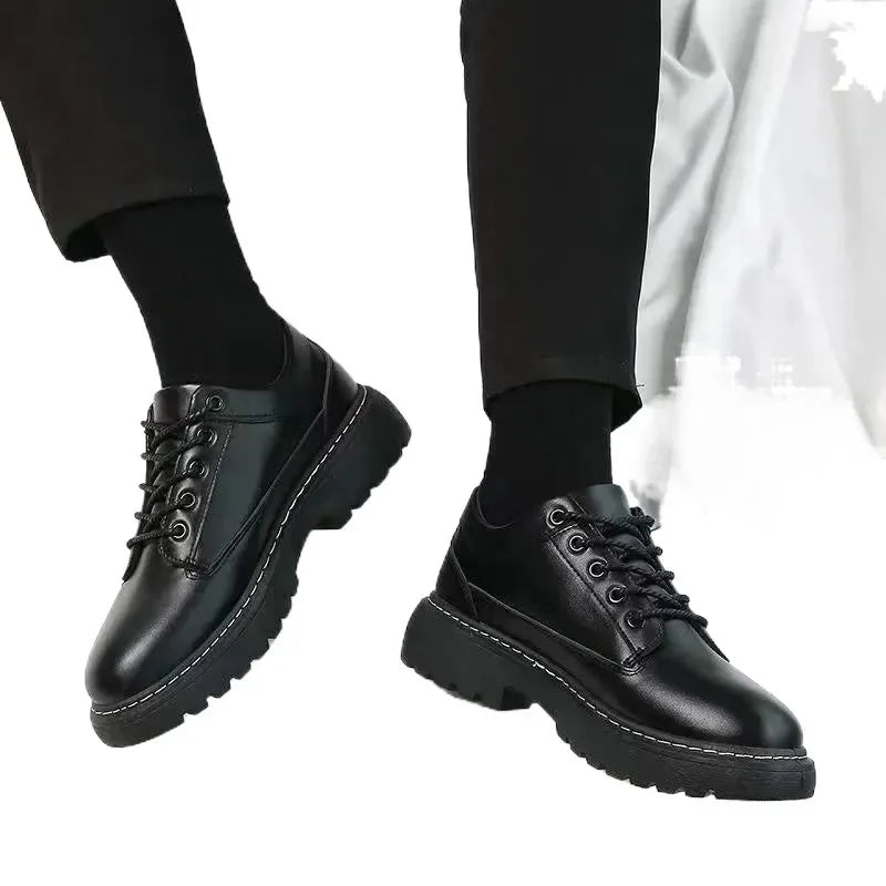 Men's Chef Shoes Casual Work Leather Shoes Business Kitchen Black Shoes Comfortable Breathable PU Insole Rubber Outsole
