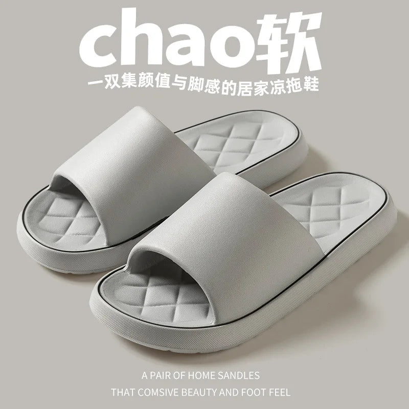Plus Size 47 48 49 Super Light Soft Men Slippers Simple Couple's Slides EVA Elastic Shoes Colorful Indoor Bathroom Slippers - Clikcy