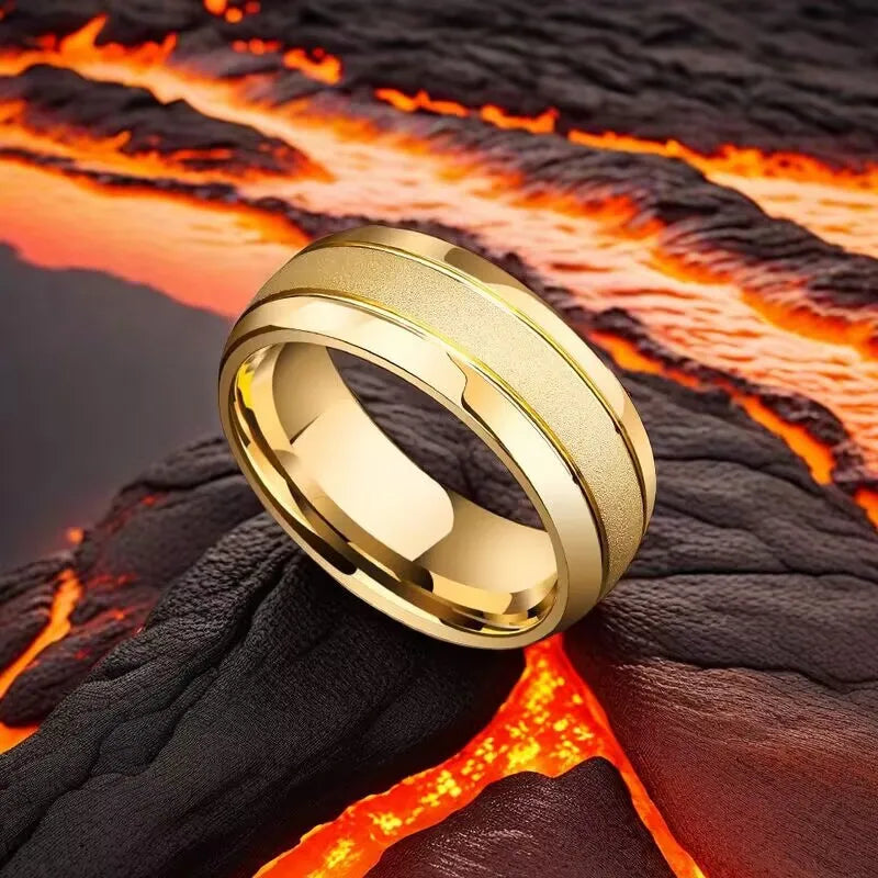 Matte Titanium Steel Ring Starry Geometric Band Minimalist Unisex Jewelry Versatile Couple Stackable Design Everyday Luxury - Clikcy