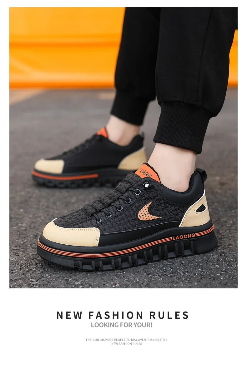 Spring and Autumn paragraph Men Chunky Sneakers Fashion Non-slip  Men's Sneakers comfortable Casual Board Shoe