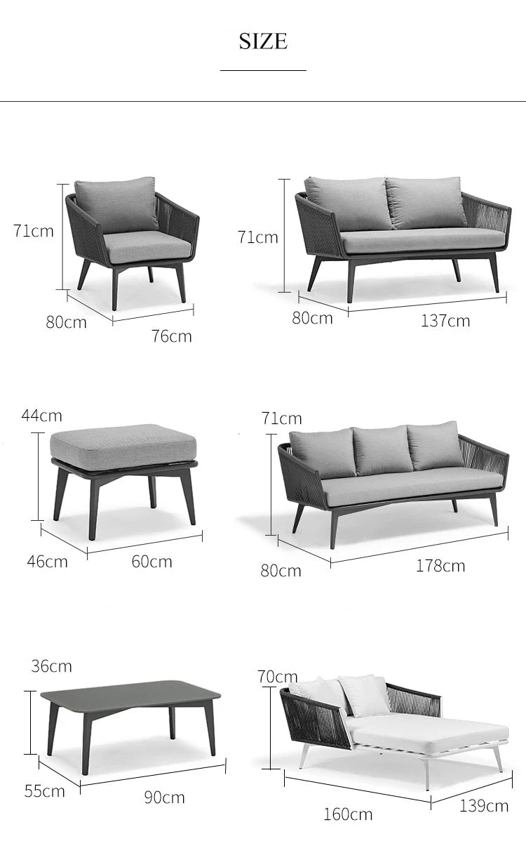 Modern Outdoor Rattan Garden Set, Aluminum Furniture - Clikcy