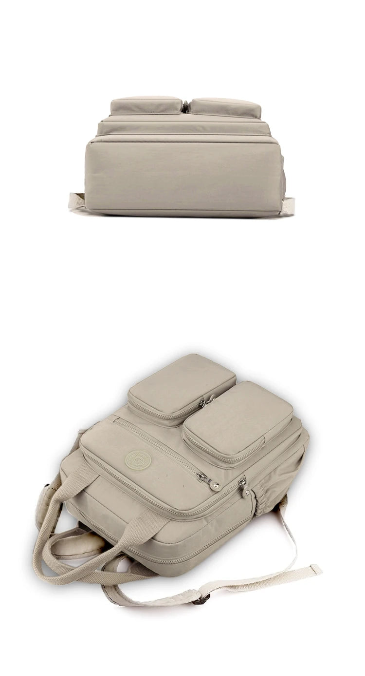 Multi-pocket Nylon School Backpack Casual Women's Backpack Lightweight Large Capacity School Bag Large Capacity Travel Backpack - Clikcy