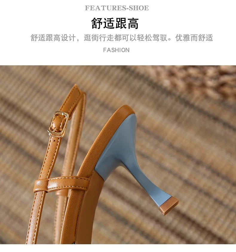 Fashion Slingback Black Comfortable Women Summer Pumps Shoes Outside Very High Heel Sandals 2025 Trend for Wedding Party Dress - Clikcy