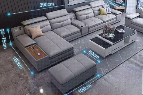Luxury Wooden Sofa Set Design Modern Living Room Straight L Shaped Smart Sofa Bed With Storage - Clikcy