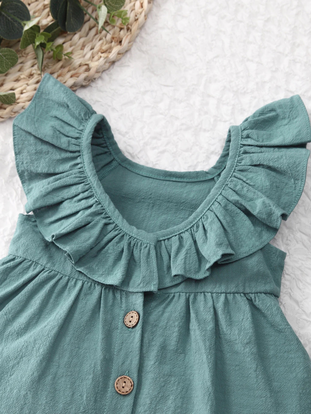 Summer Back Bow Children Girls Flutter Sleeve Princess Dresses Ruffle Sleeve Linen Cotton Baby Kids Dress - Clikcy