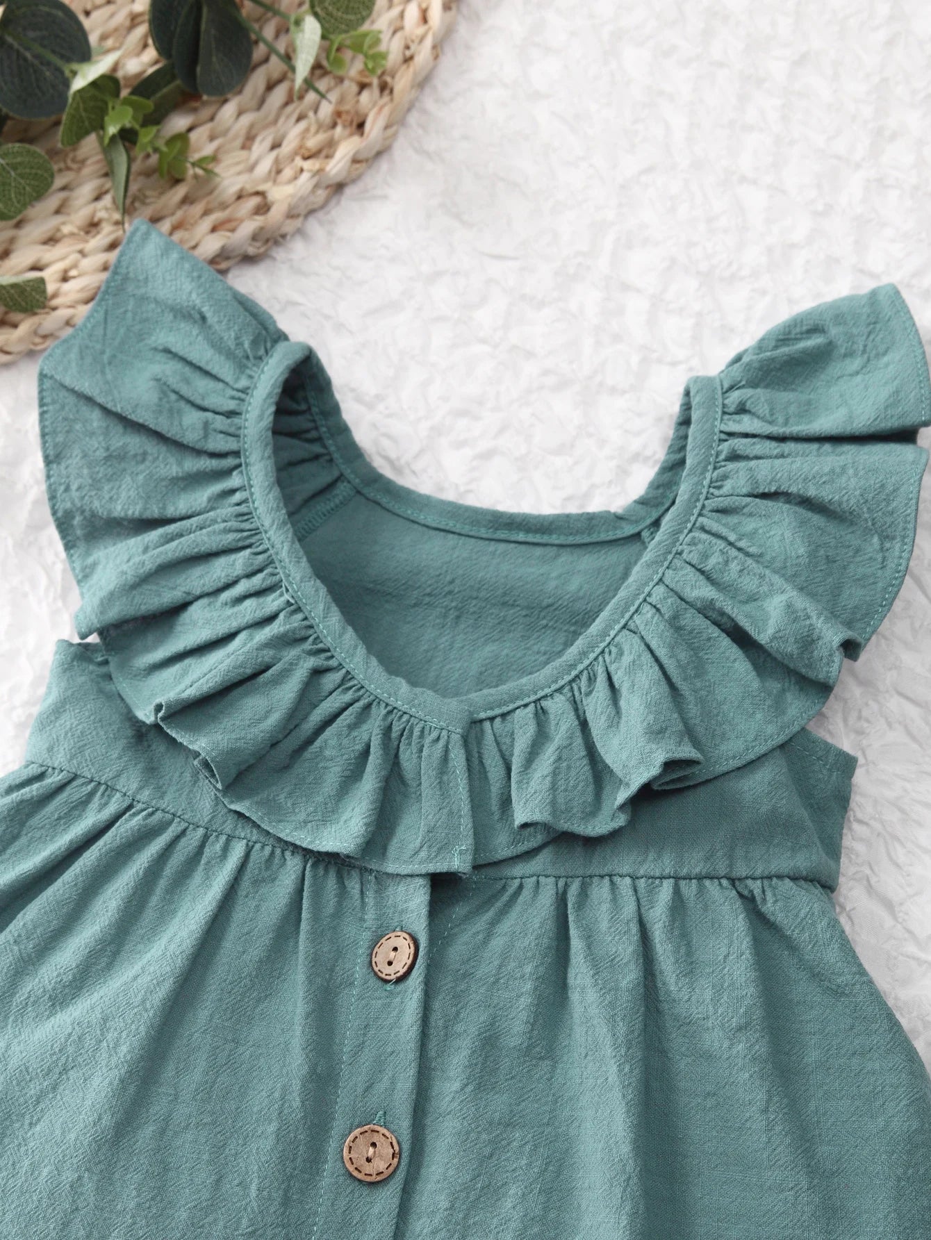 Summer Back Bow Children Girls Flutter Sleeve Princess Dresses Ruffle Sleeve Linen Cotton Baby Kids Dress - Clikcy