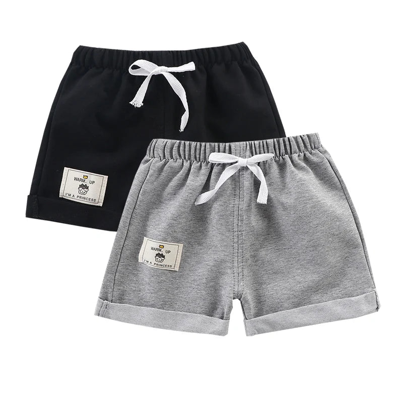 2pcs Cotton Summer Kids Shorts Boys Girls Solid Color Short Baby Cartoon Casual Pant Children Short Pant Sport Clothing Outwear - Clikcy