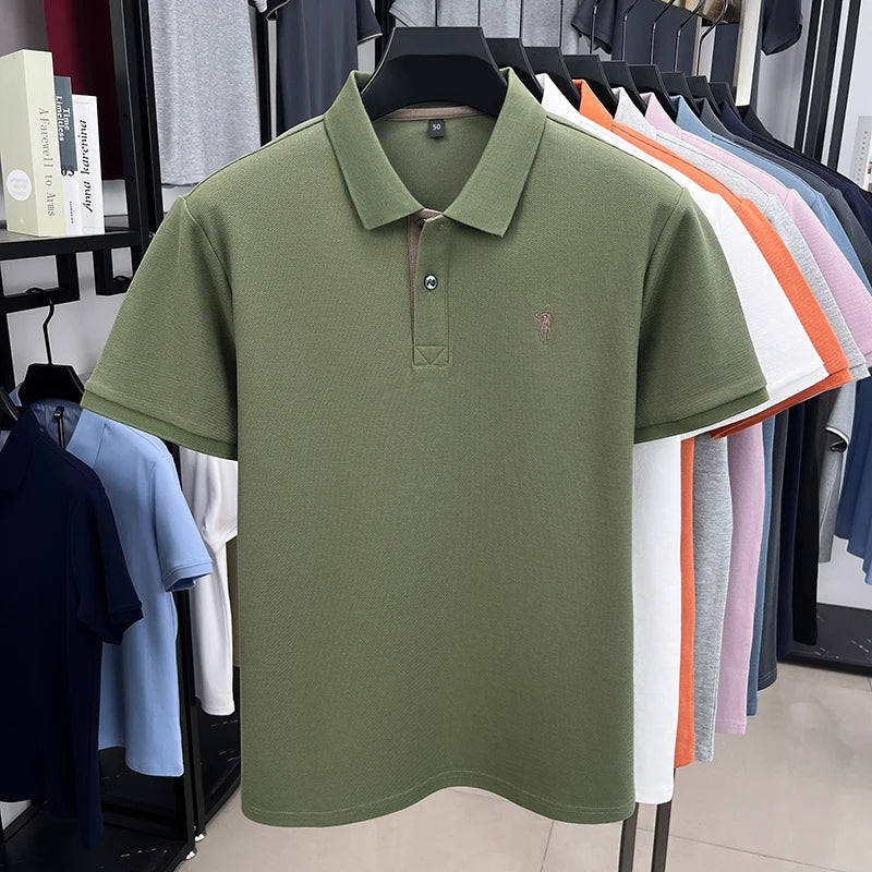 High end brand 100% cotton short sleeve polo shirt men's summer fashion designer new Paul pony embroidery casual golf T-shirt - Clikcy