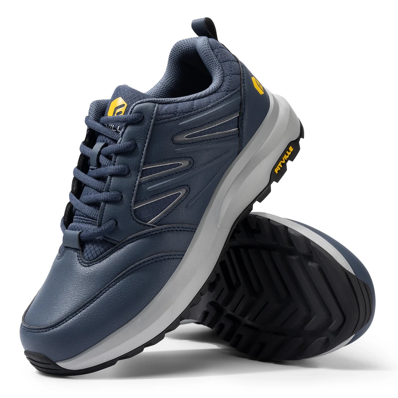 FitVille Men'S Widened Hiking Waterproof Outdoor Work Hiking Shoes With Arch Support To Relieve Heel Pain Lightweight Non-Slip