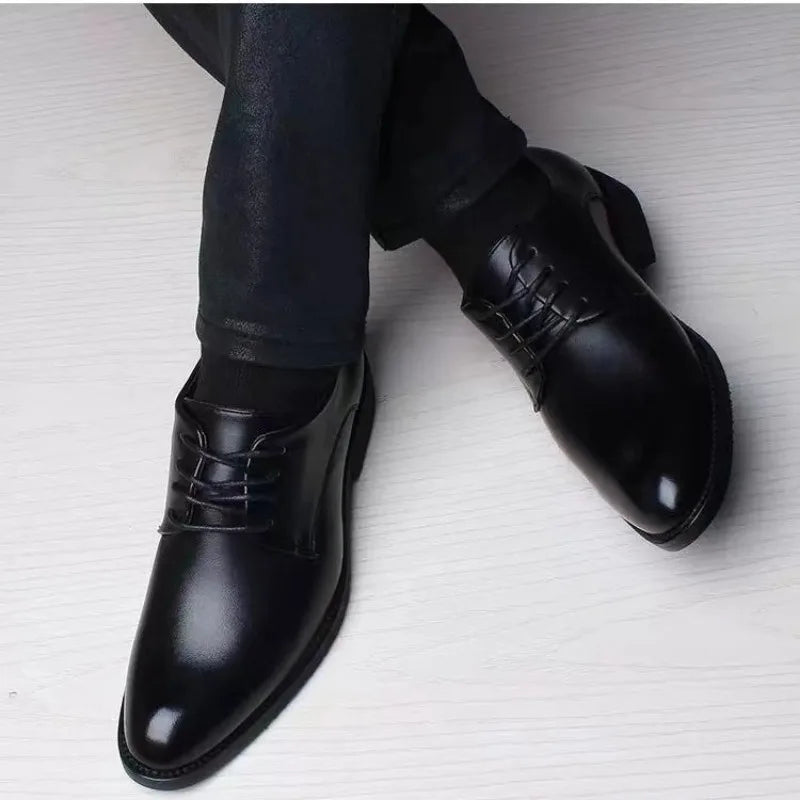 Spring and Autumn British Casual Business Formal Leather Shoes Men Shoes Heightening Single Shoes Shoes Casual Shoes Suit - Clikcy