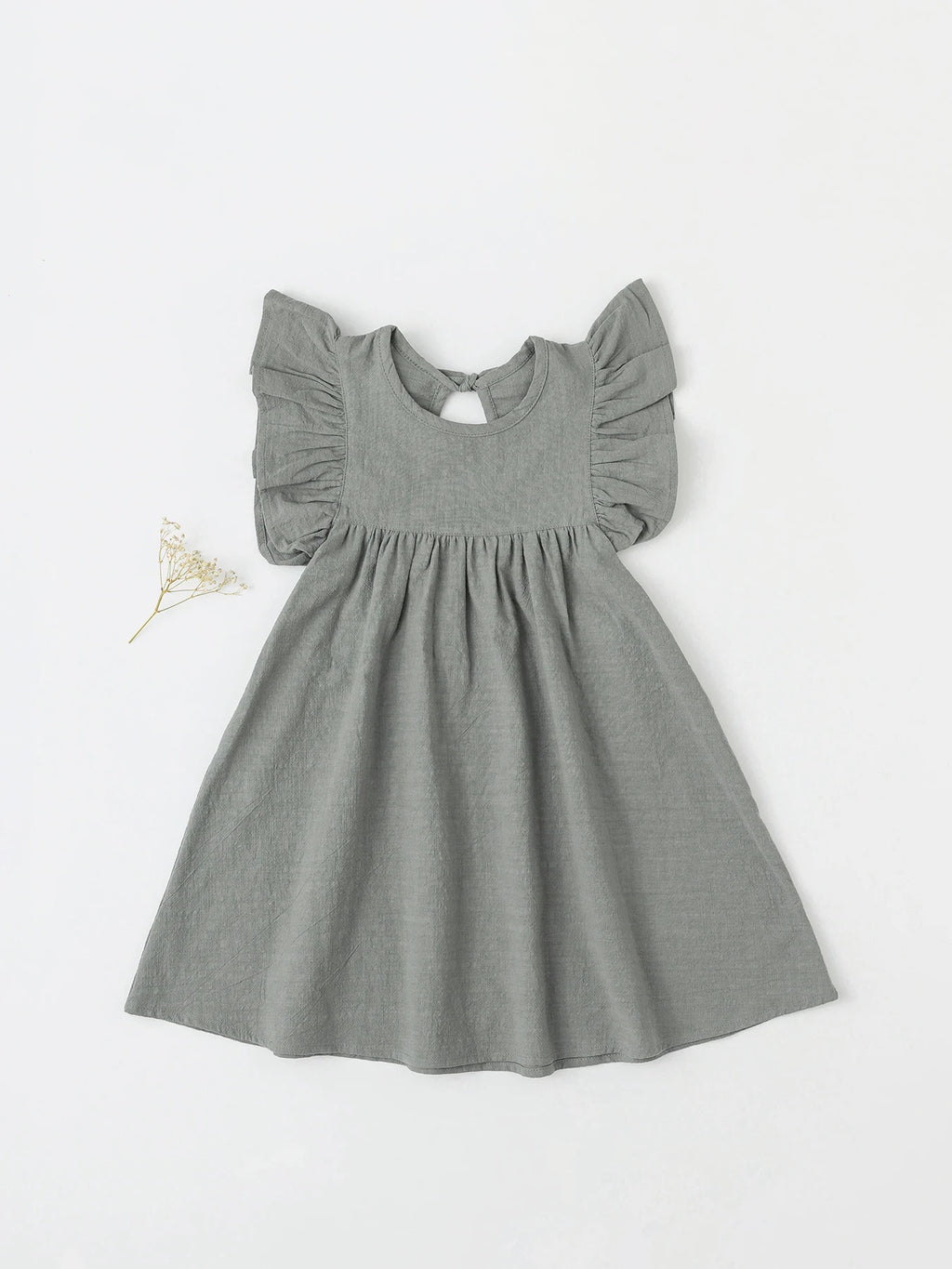 Baby Girls' Flying Sleeve Dress Tie-back Overall Dress Cotton Kids Casual Clothes Summer 2024 - Clikcy