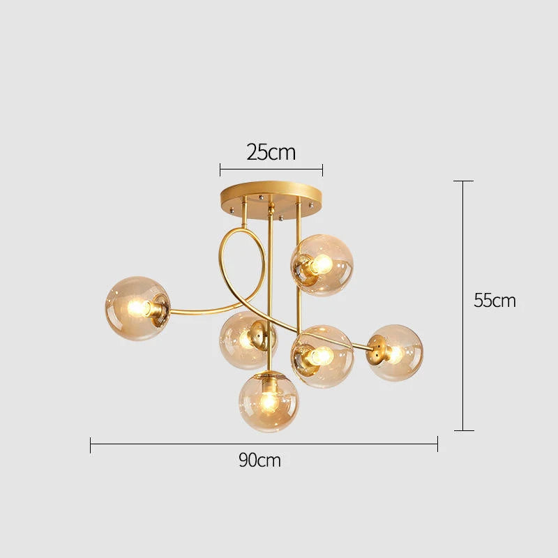 JUNYU Nordic Modern Chandelier Magic Bean Glass Ceiling LED Gold/Black Luxury Pendant Light for Living Room Bedroom Home Decor - Clikcy
