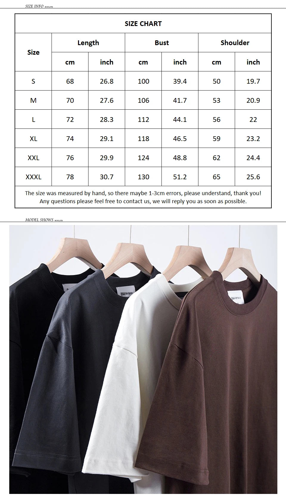 WAVLATII New Men Oversized T shirts Female 260 GSM Casual White Streetwear Tees Black Solid Basic Summer Tops for Young WMT2401 - Clikcy