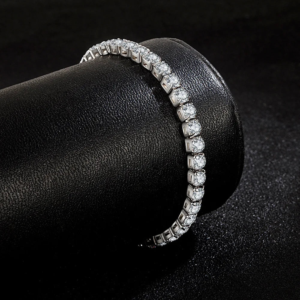 Lihong S925 Sterling Silver Bracelet Zirconia Tennis Ball Women Fashion Simple Engagement Wedding Charm Jewelry 4mm 16-20cm - Clikcy